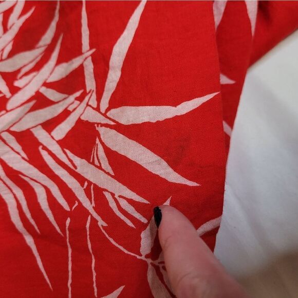 VINTAGE 70s red Hawaiian spaghetti strap fit and‎ flare sun dress M - Picture 5 of 9